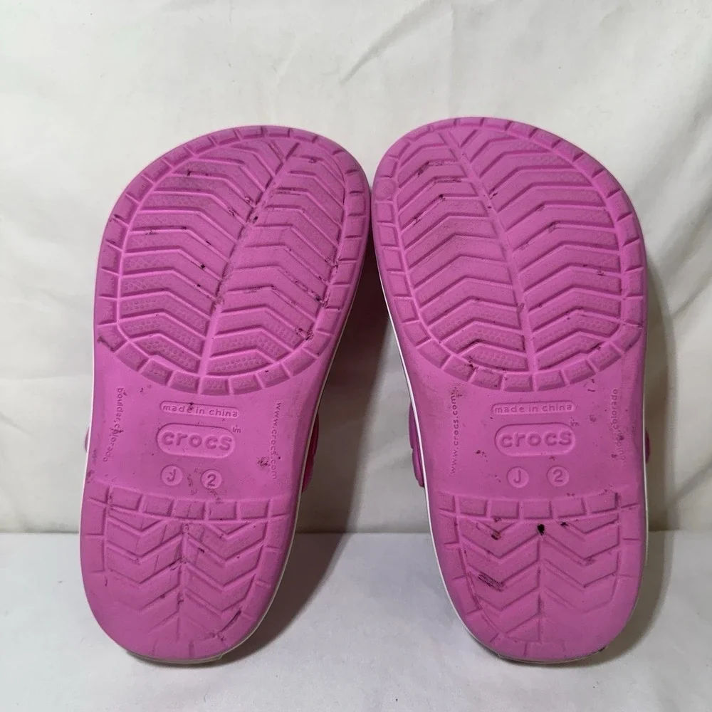 Crocs Crocband Pink Sandals Size Big Kid 2 (2J)